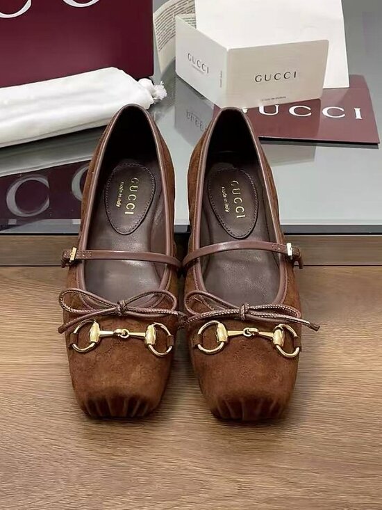 Gucci Shoes - Gucci Brown Suede Horsebit Mary Jane Flats